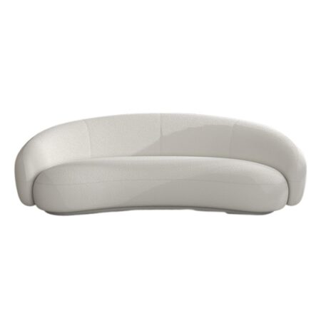 White Boucle Upholstered Curved Sofa