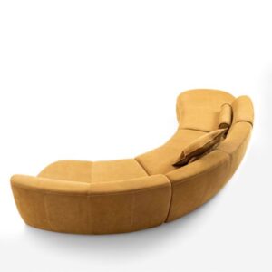 Yellow Velvet Curved Modular Lounge with Open End