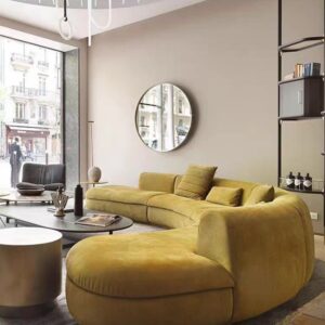 Yellow Velvet Curved Modular Lounge with Open End (5)