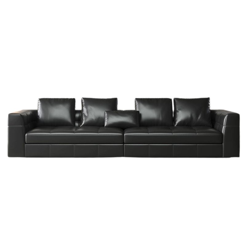 Vintage Black Genuine Leather Couch