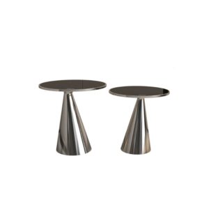 Silver Cone Shape Stainless Steel Side Table