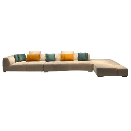 Light Brown 3-Piece Linen Modular Sectional with Movable Chaise