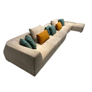 Light Brown 3-Piece Linen Modular Sectional with Movable Chaise