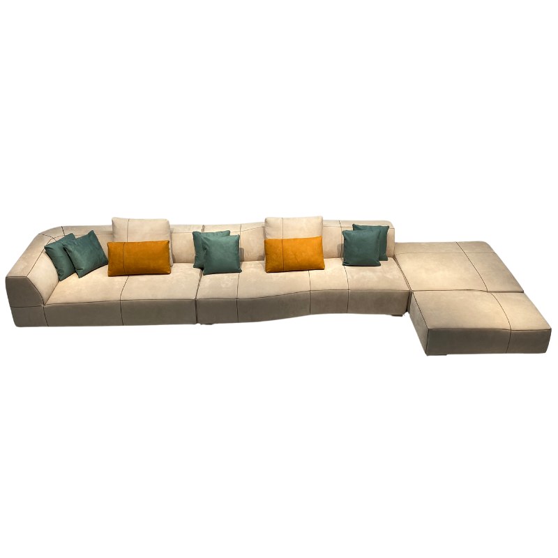 Light Brown 3-Piece Linen Modular Sectional with Movable Chaise