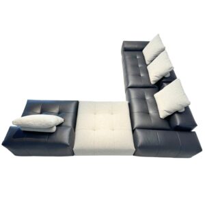 Black Genuine Leather L-Shaped Modular Sofa